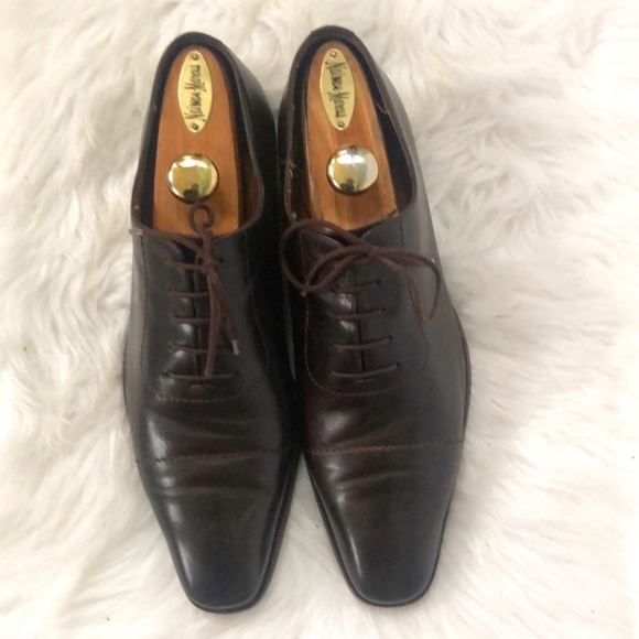 Gucci Authentic Mens Brown Leather Almond Toe Lace Up Oxford Dress Shoes Sz 10.5 - Picture 5 of 10